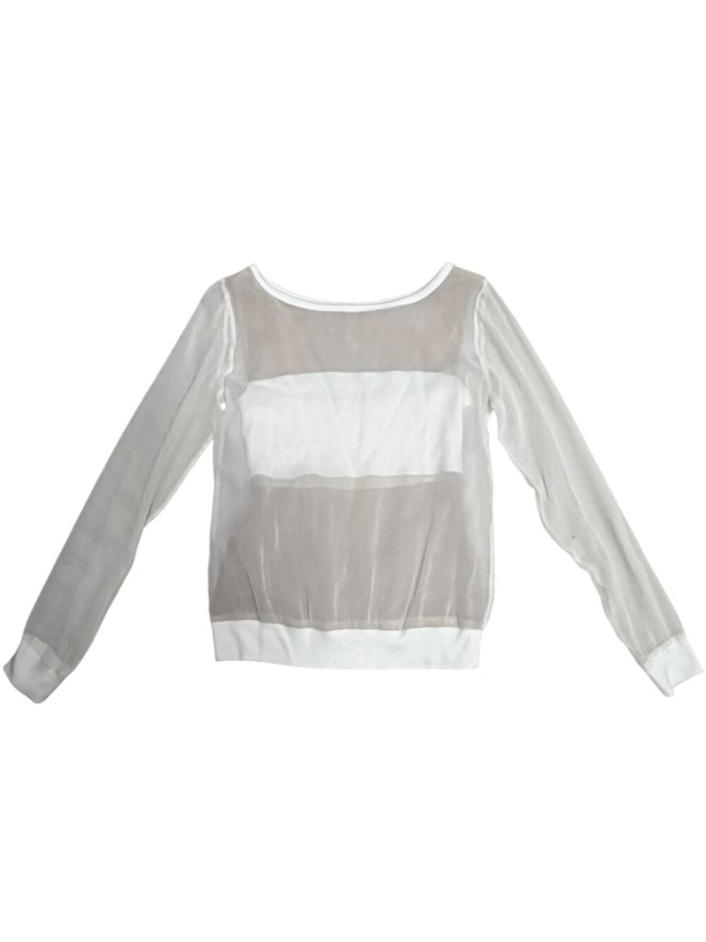 GUC Rare Bailey 44 Vintage Sheer Mesh Long Sleeve Top White/Nude Size S